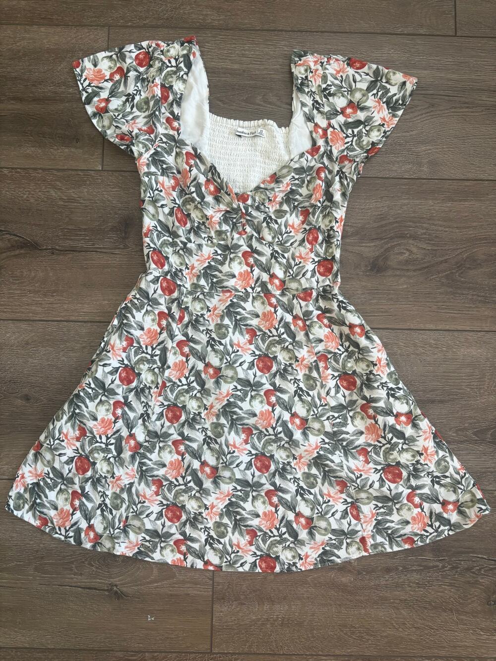 Abercrombie Floral Fruit Print Smocked Mini Dress